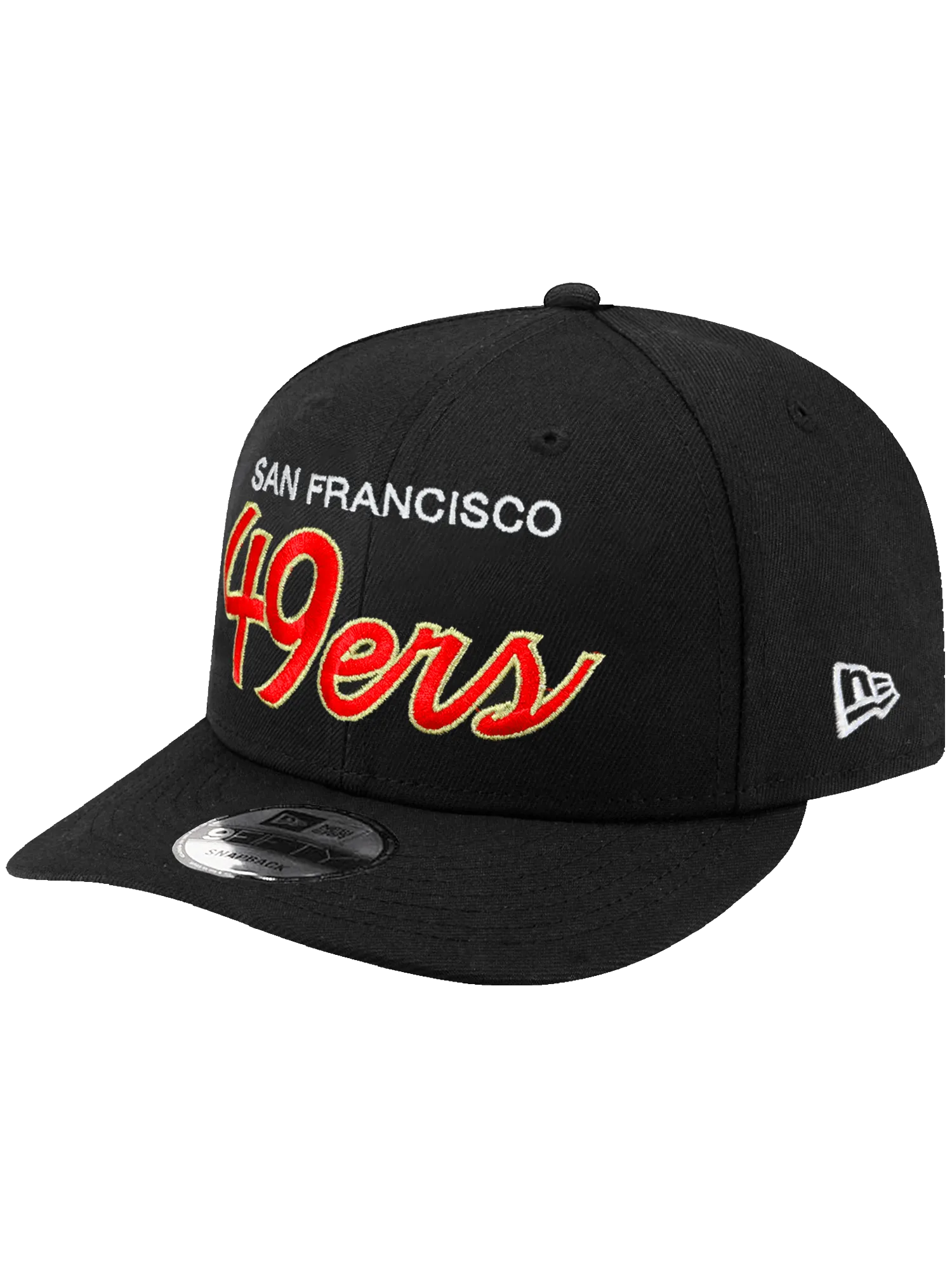 San Francisco 49ers New Era NFL Team Script 9FIFTY Pre-Curved Snapback Hat - Black