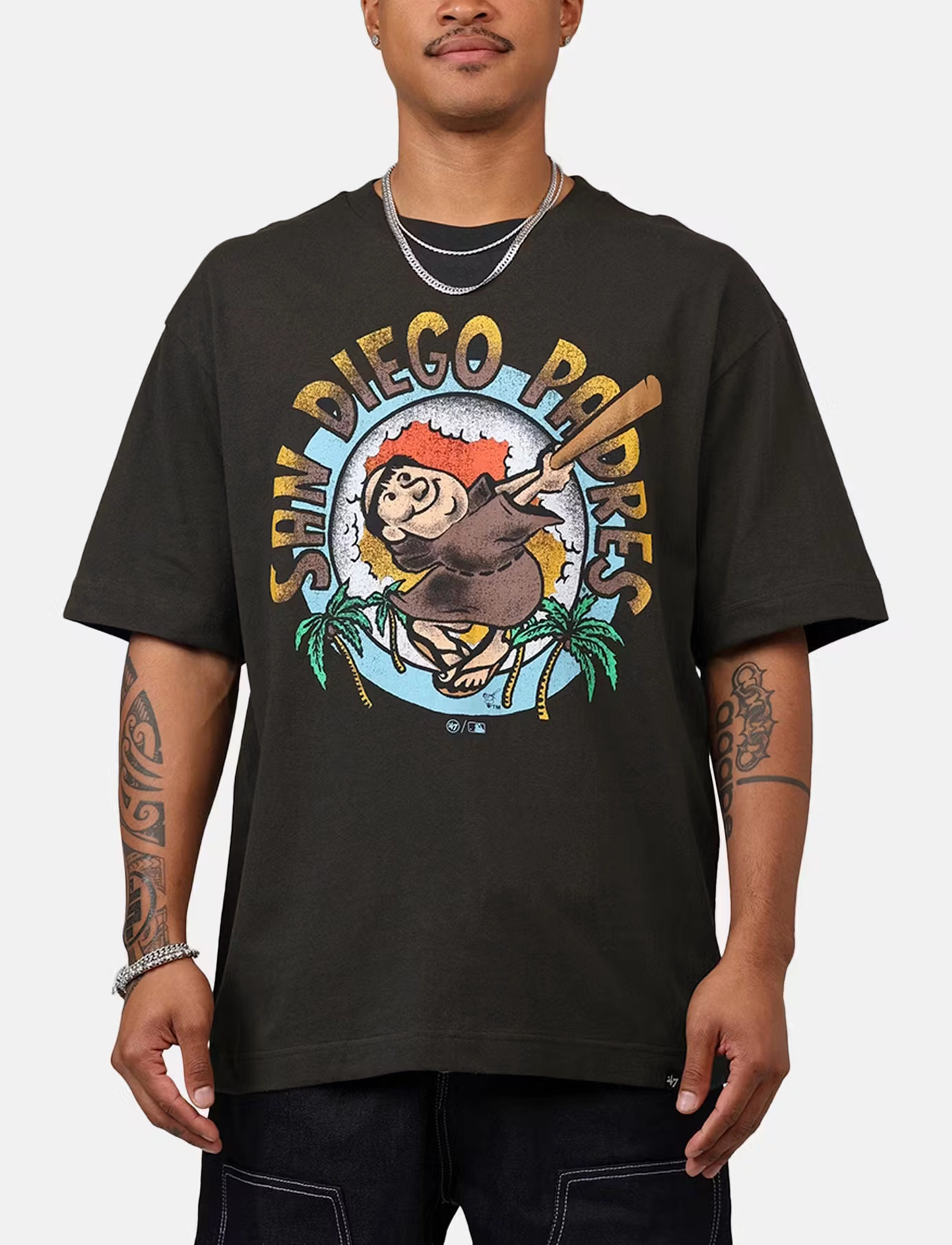San Diego Padres '47 MLB Throwback Vintage Foundation T-Shirt - Carbonite