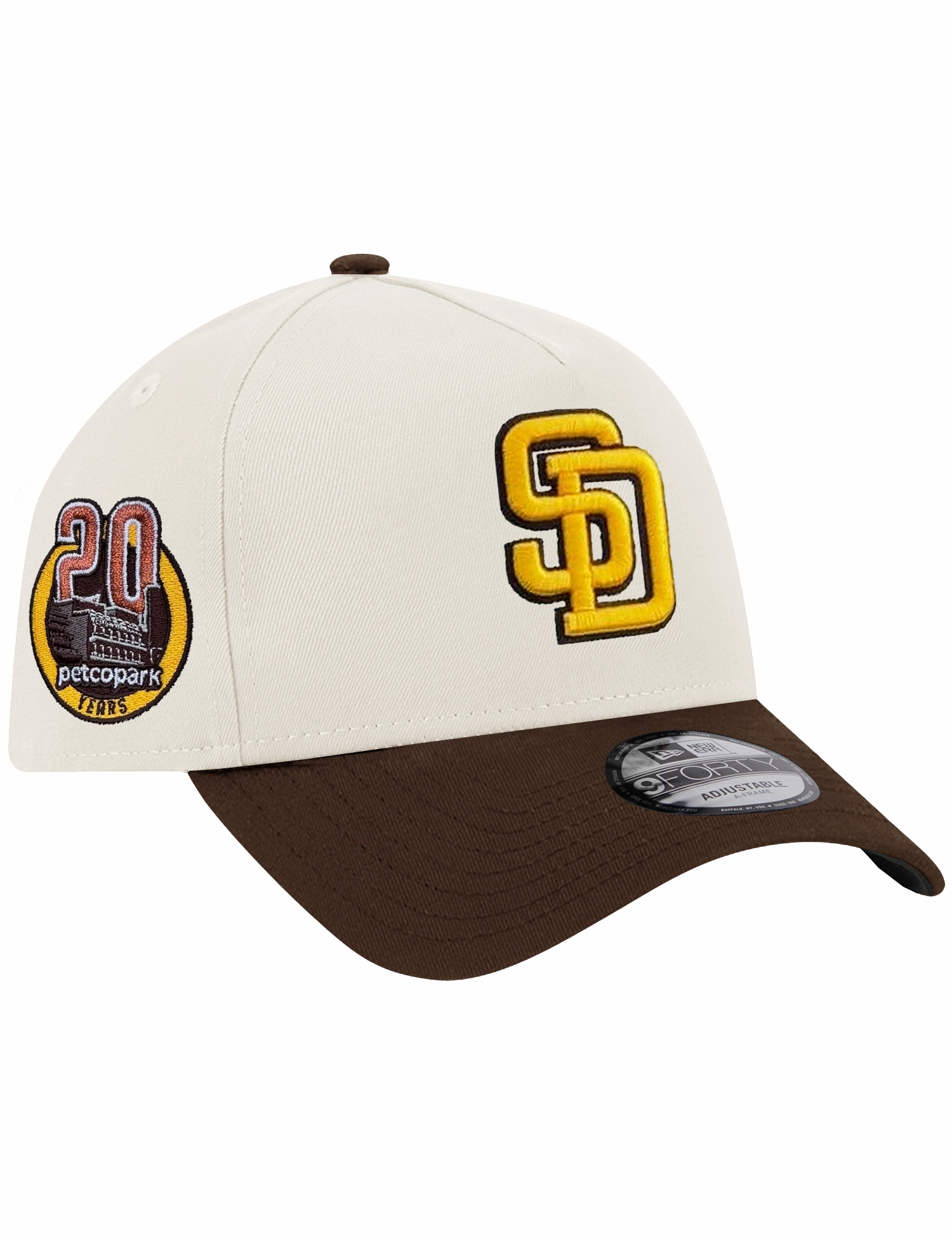 San Diego Padres New Era MLB Petco Side Patch 9FORTY A-Frame Snapback Hat - Chrome