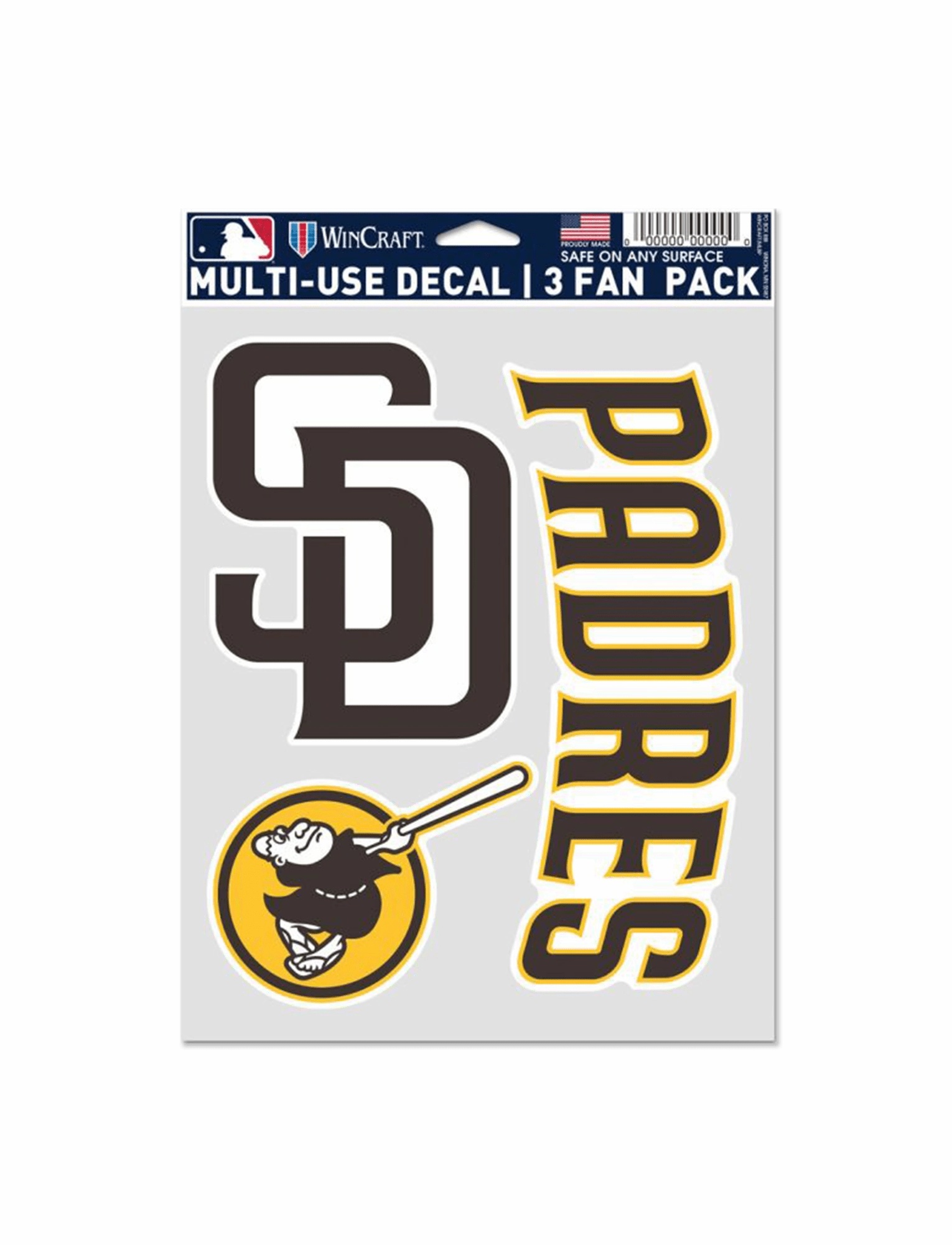 San Diego Padres Wincraft MLB Team 3 Pack Decal Set