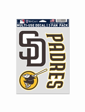 San Diego Padres Wincraft MLB Team 3 Pack Decal Set