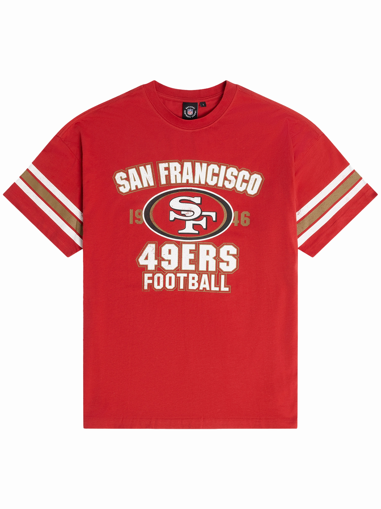 San Francisco 49ers Majestic NFL Vintage Stripe Oversized T-Shirt - Red