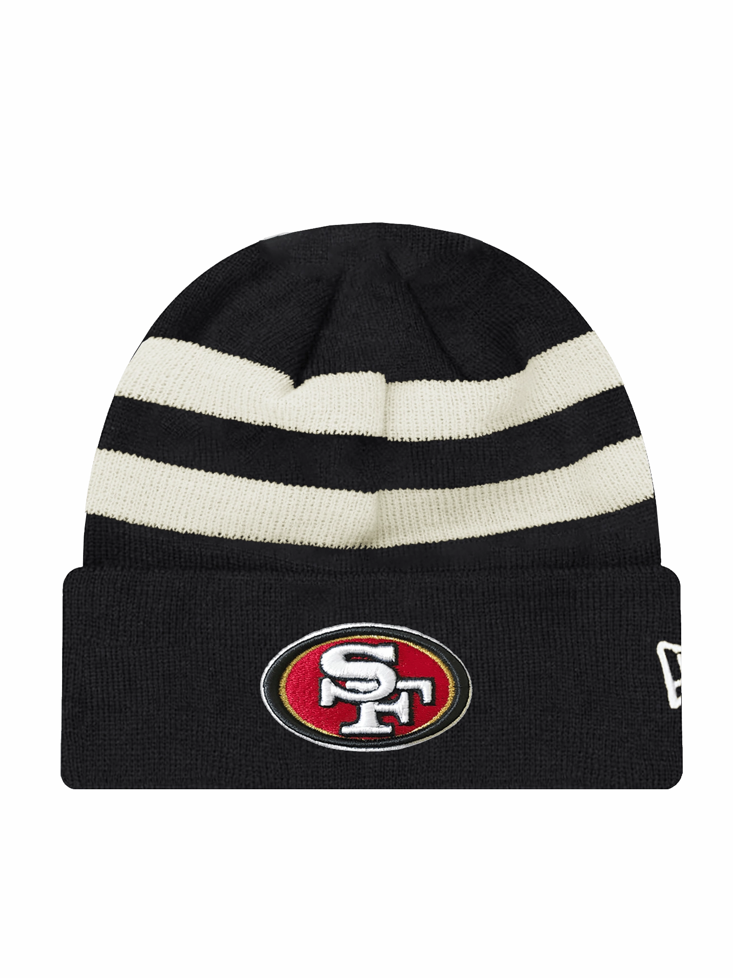 San Francisco 49ers New Era NFL Ivory Stripe Knit Beanie - Black