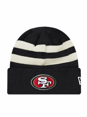 San Francisco 49ers New Era NFL Ivory Stripe Knit Beanie - Black