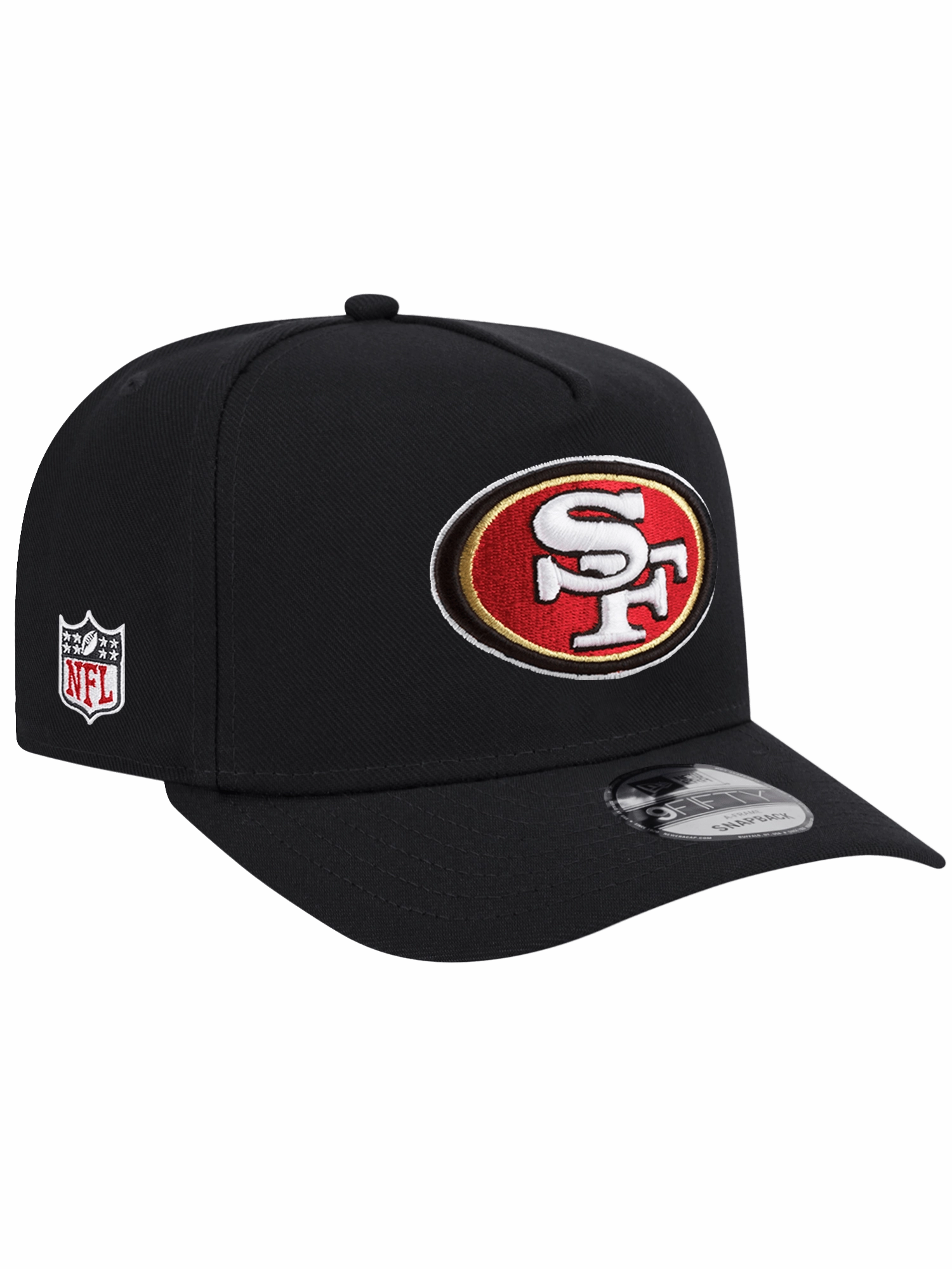 San Francisco 49ers New Era NFL Team 9FIFTY A-Frame Pre-Curved Snapback Hat - Black