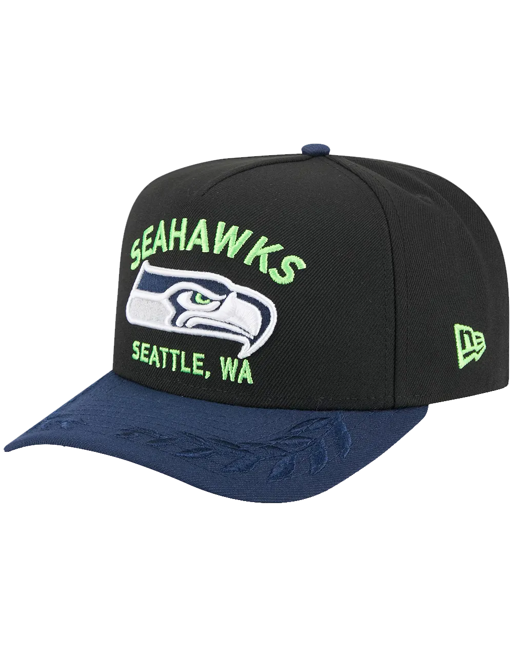 Seattle Seahawks New Era NFL 25 Draft Pre-Curved 9FIFTY A-Frame Snapback Hat - Black