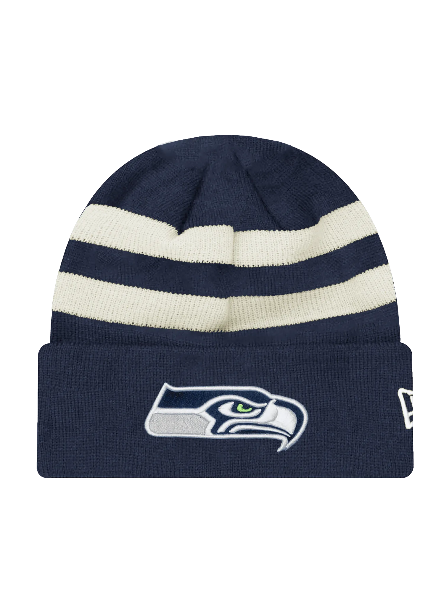 Seattle Seahawks New Era NFL Ivory Stripe Knit Beanie - Navy