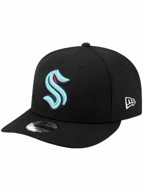 Seattle Kraken New Era NHL Team 9FIFTY Pre-Curved Snapback Hat - Black