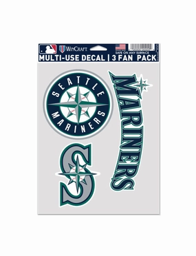 Seattle Mariners Wincraft MLB Team 3 Pack Decal Set
