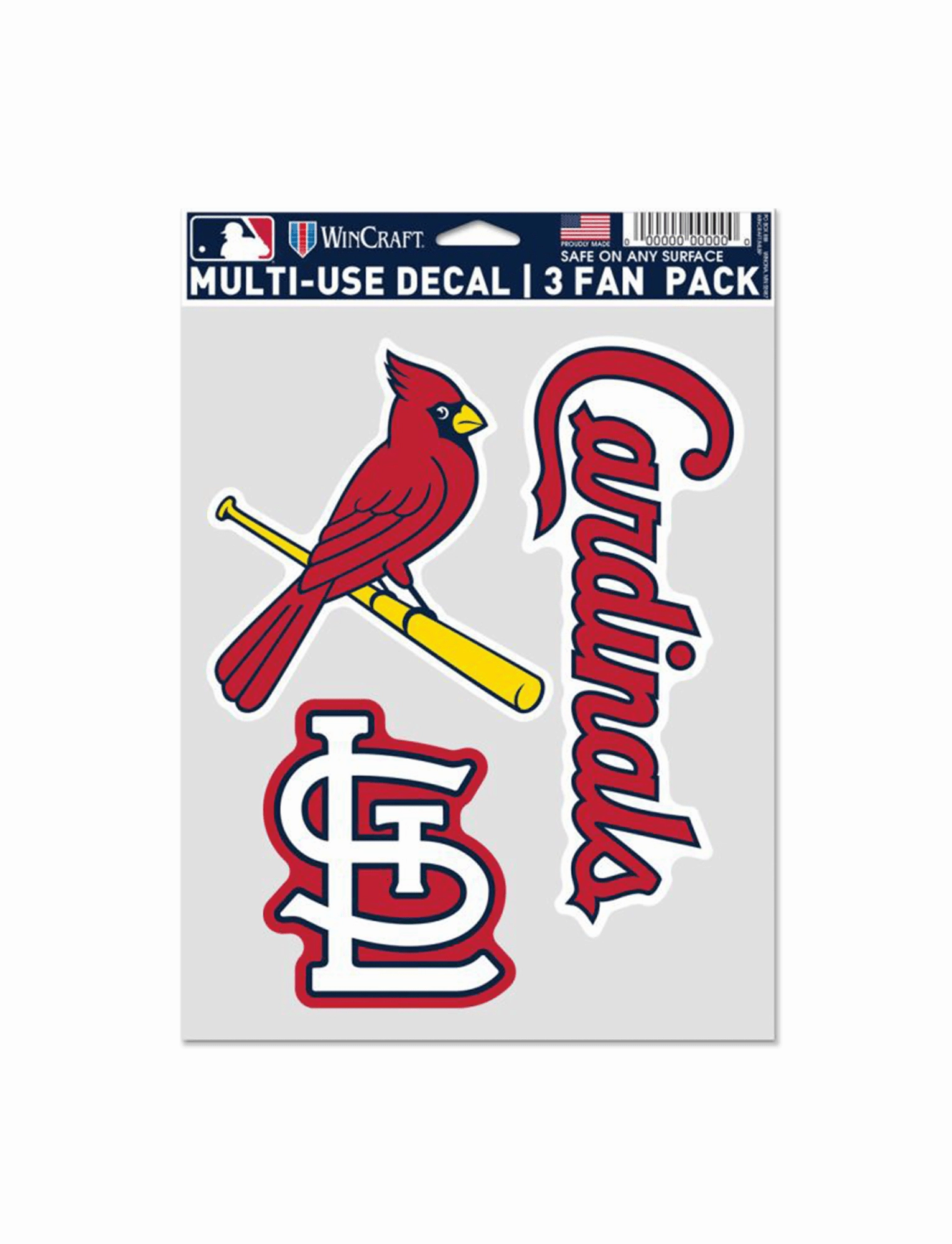 St Louis Cardinals Wincraft MLB Team 3 Pack Decal Set