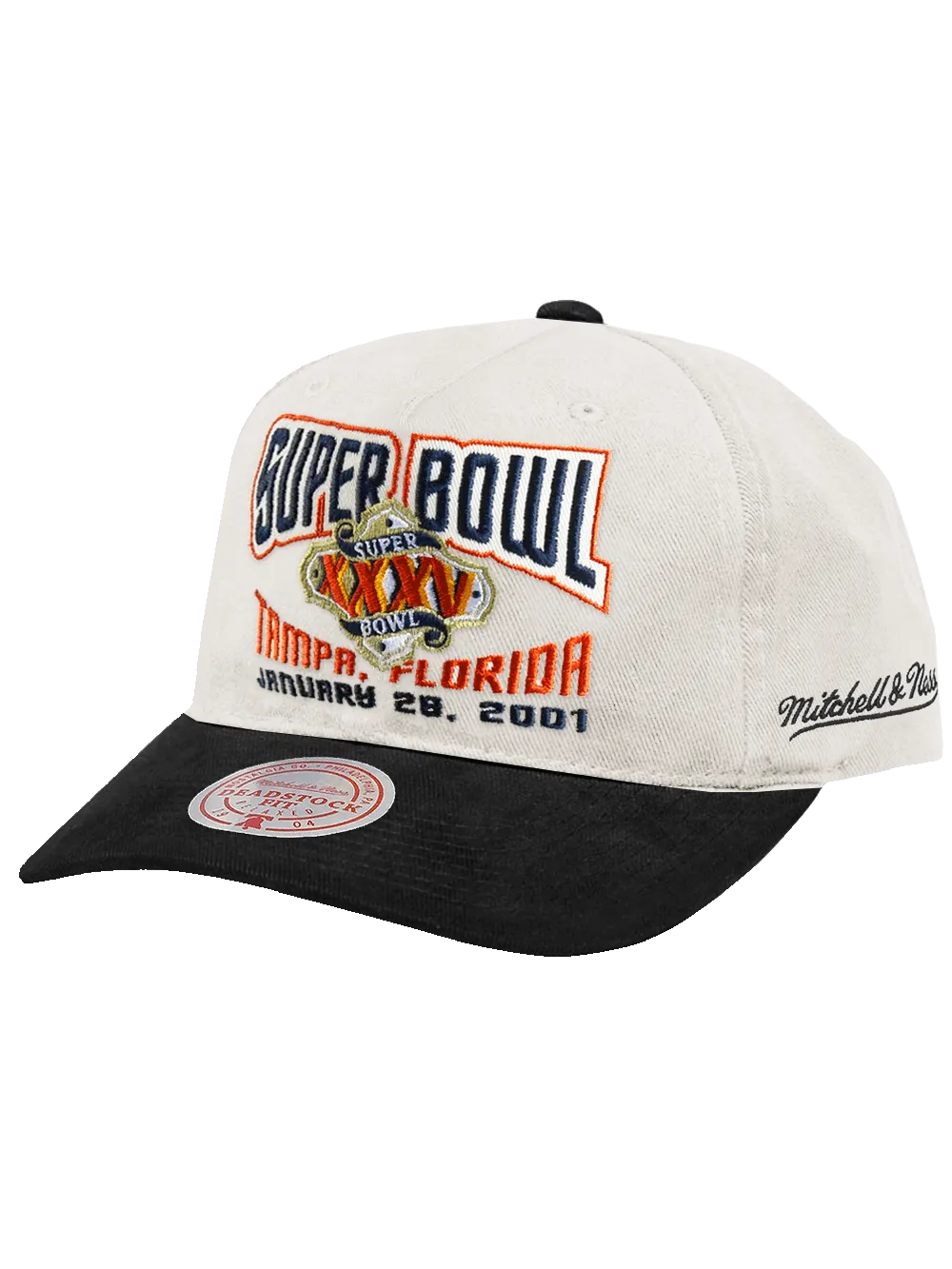 Super Bowl XXXV Mitchell & Ness NFL Origins Deadstock Snapback Hat - Cream