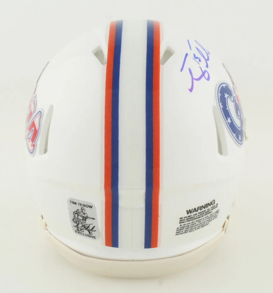 Tim Tebow Signed Florida Gators Ridell Mini Helmet (Tebow Holo) 2xBCS Champion