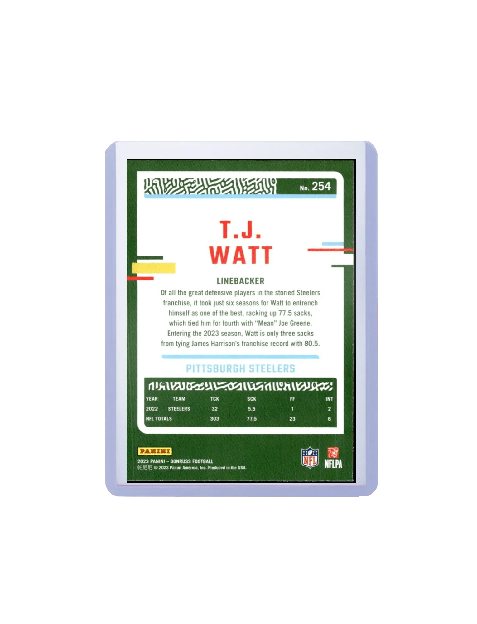 TJ Watt Pittsburgh Steelers Panini NFL 23-24 Donruss Card