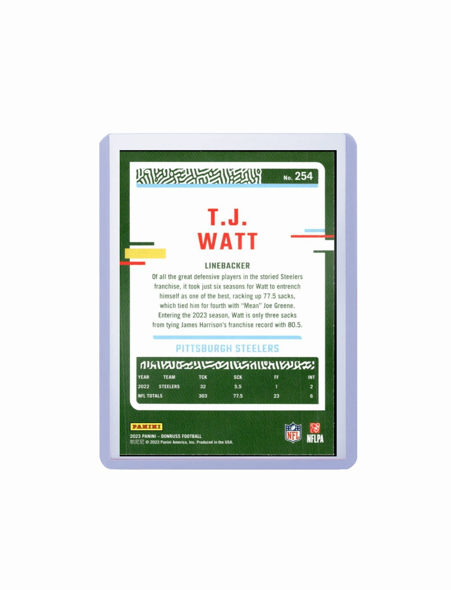 TJ Watt Pittsburgh Steelers Panini NFL 23-24 Donruss Card