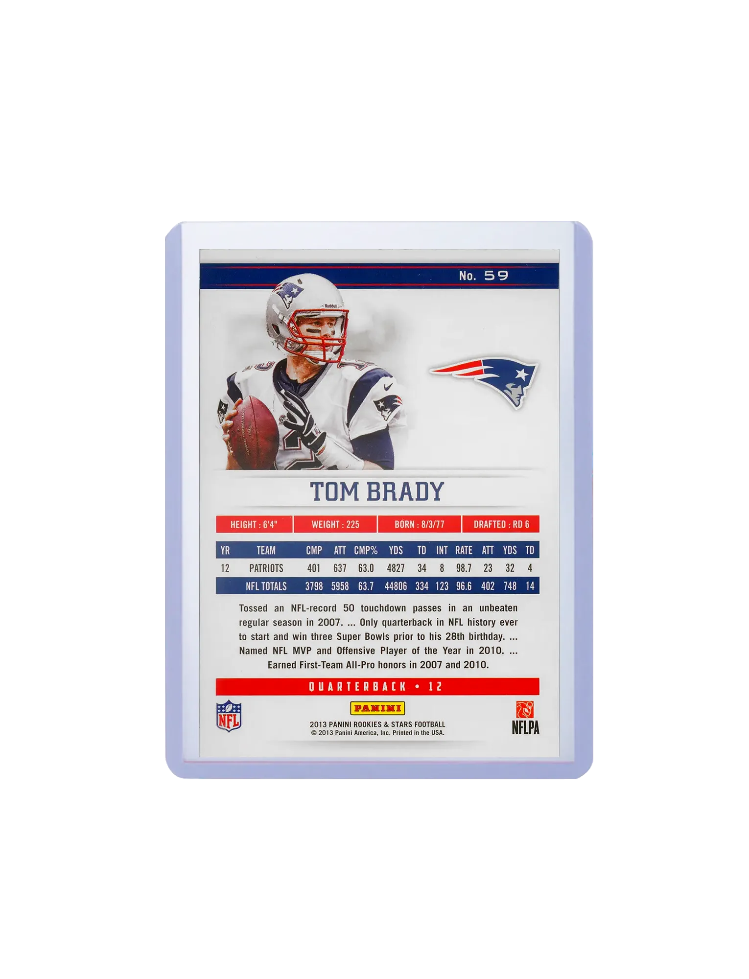 Tom Brady New England Patriots Panini NFL Rookies Stars 13 Base Card