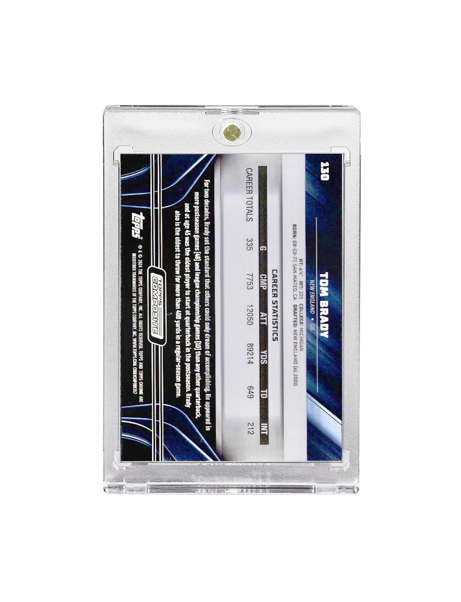 Tom Brady New England Patriots Topps NFL 2023 Chrome Black Card
