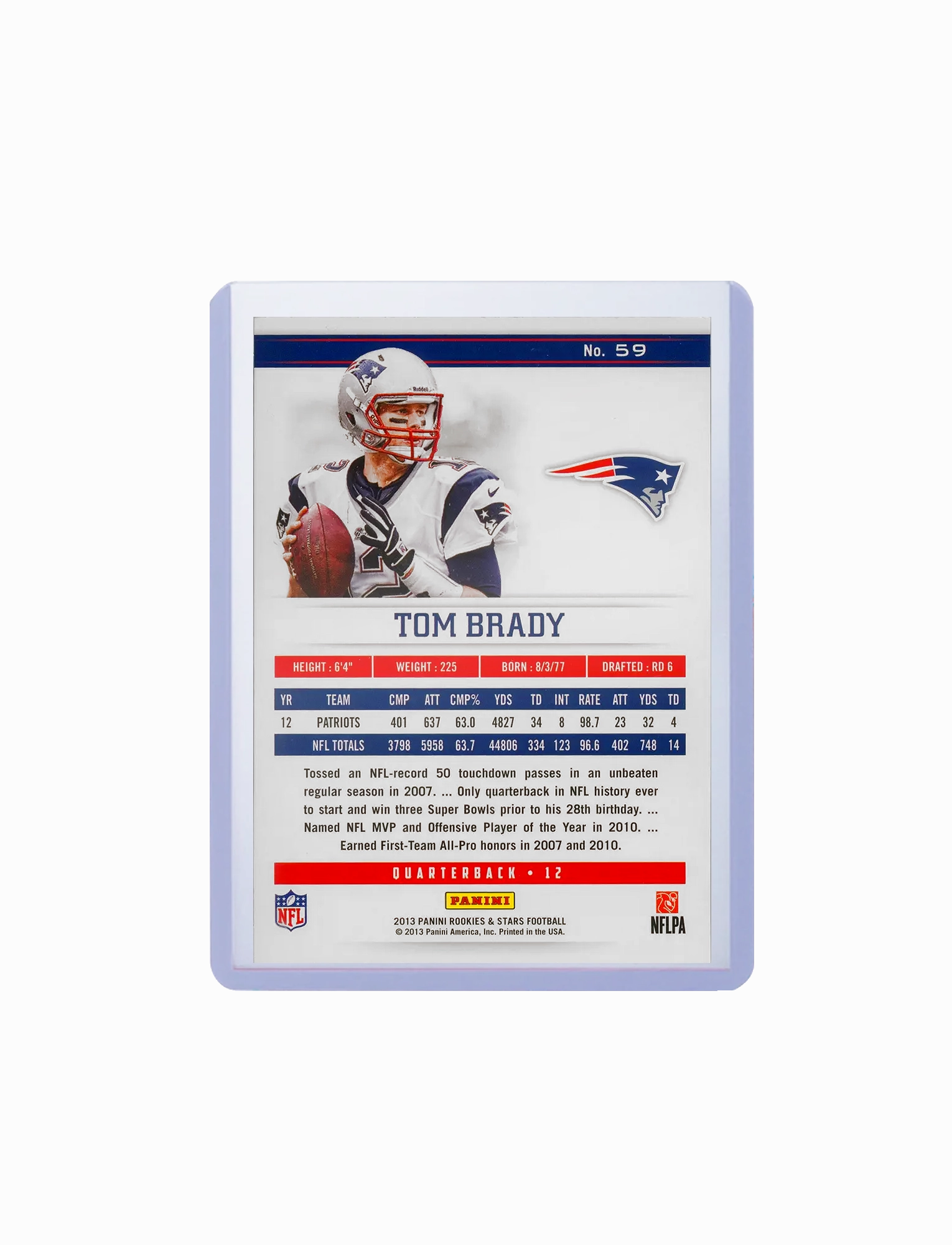 Tom Brady New England Patriots Panini NFL Rookies Stars 13 Base Card