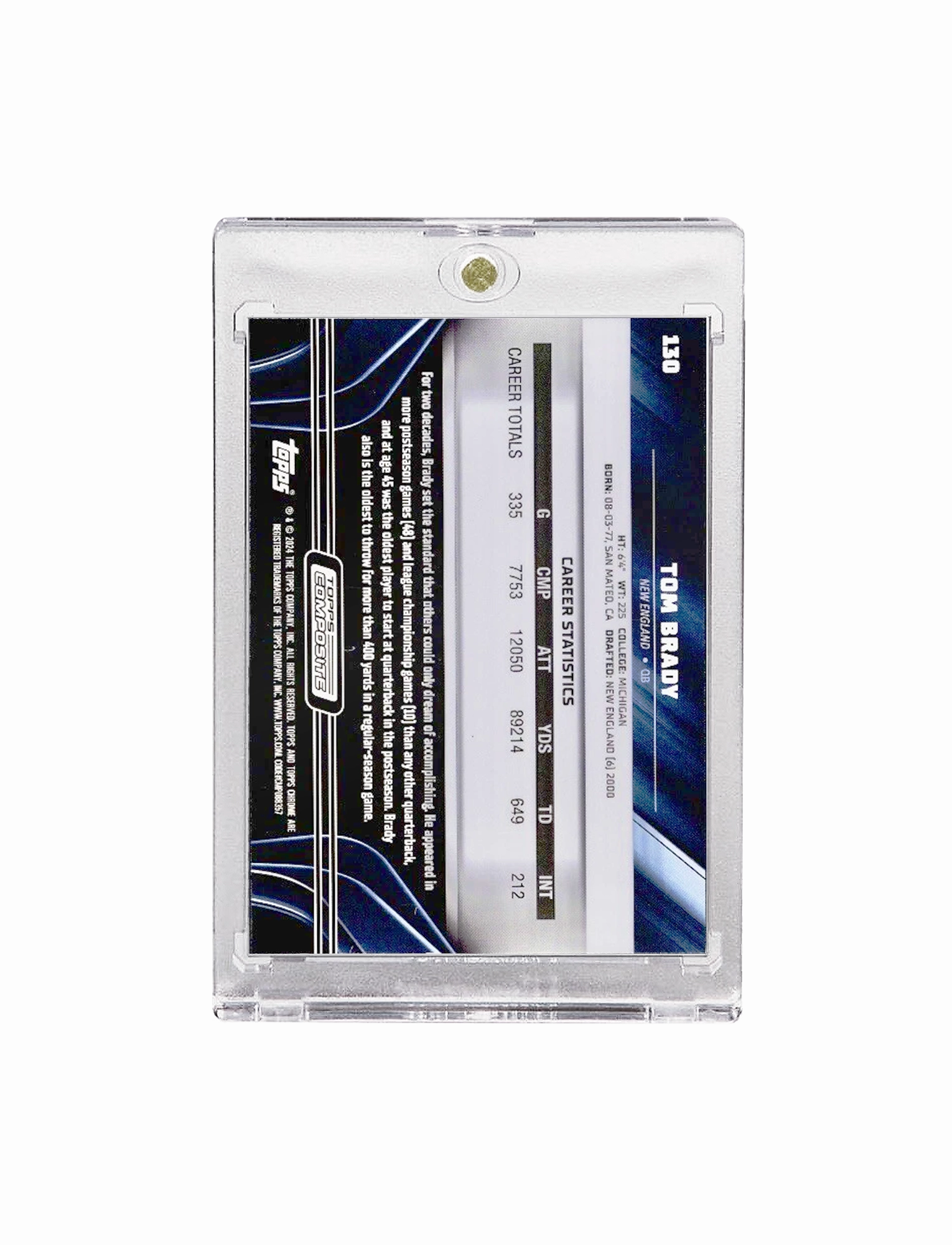 Tom Brady New England Patriots Topps NFL 2023 Chrome Black Card