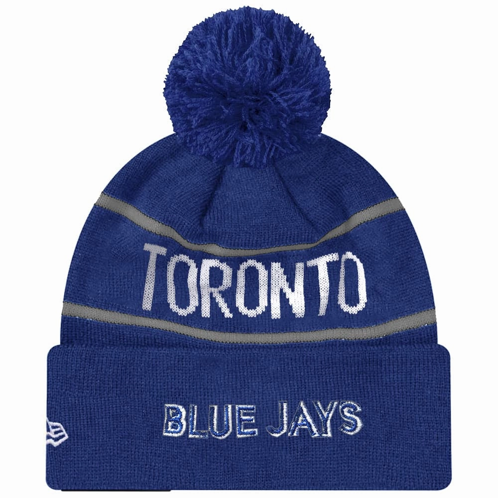Toronto Blue Jays New Era MLB Grey Stripe Knit Beanie - Blue