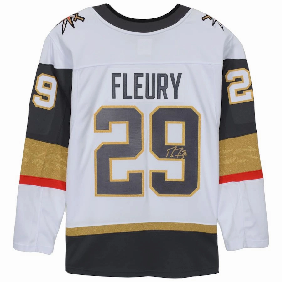 V.Golden Knights #29 Marc-Andre Fleury Fanatics Authentic Autographed Breakaway Jersey White Stitched American Hockey Jerseys