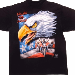 VINTAGE 3D EMBLEM AMERICAN BIKER FOLLOW THE EAGLE TEE SHIRT 1998 XL MADE IN USA