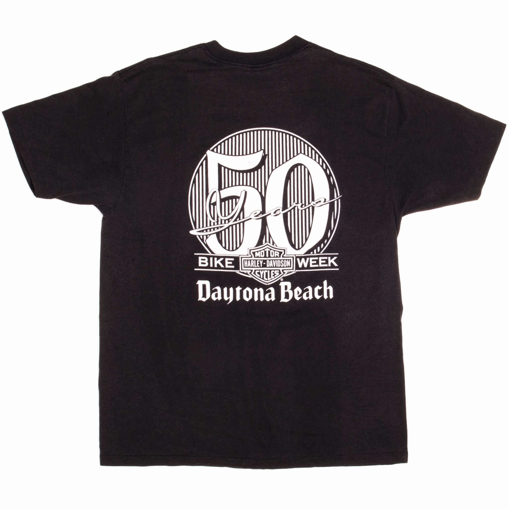 VINTAGE 3D EMBLEM HARLEY DAVIDSON DAYTONA BIKE WEEK TEE SHIRT 1991 LARGE MADE US