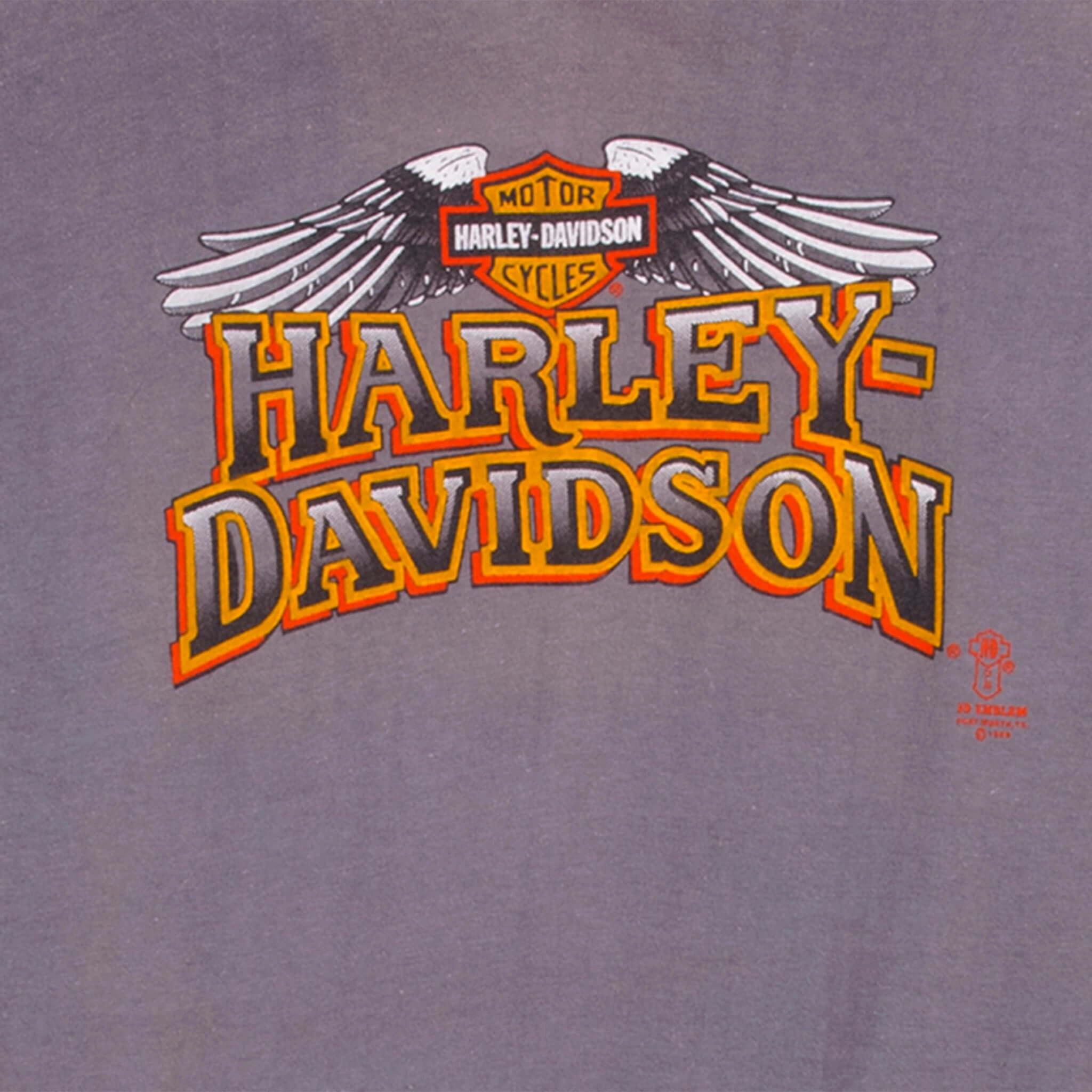VINTAGE 3D EMBLEM HARLEY DAVIDSON LONG SLEEVE TEE SHIRT 1989 SMALL MADE IN USA