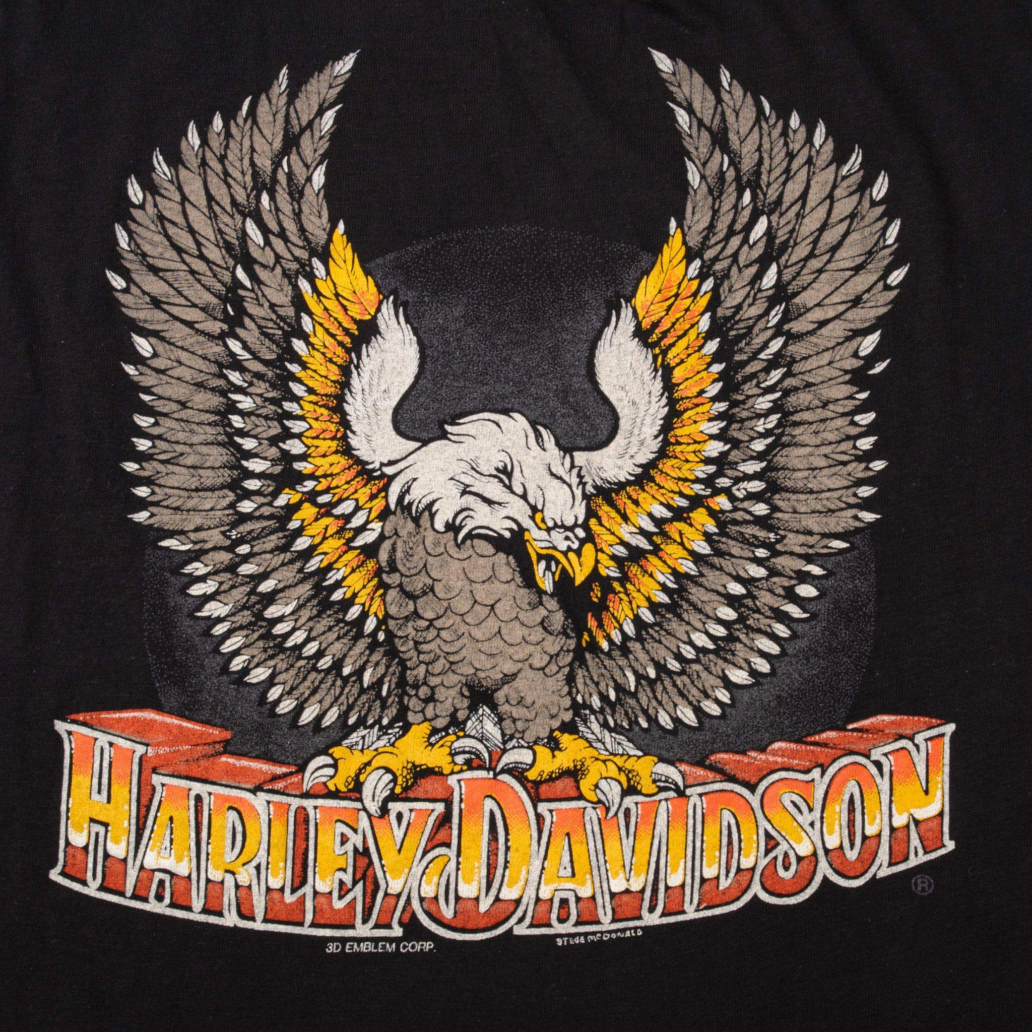 VINTAGE 3D EMBLEM HARLEY DAVIDSON TEE SHIRT 1980s SIZE SMALL MADE IN USA