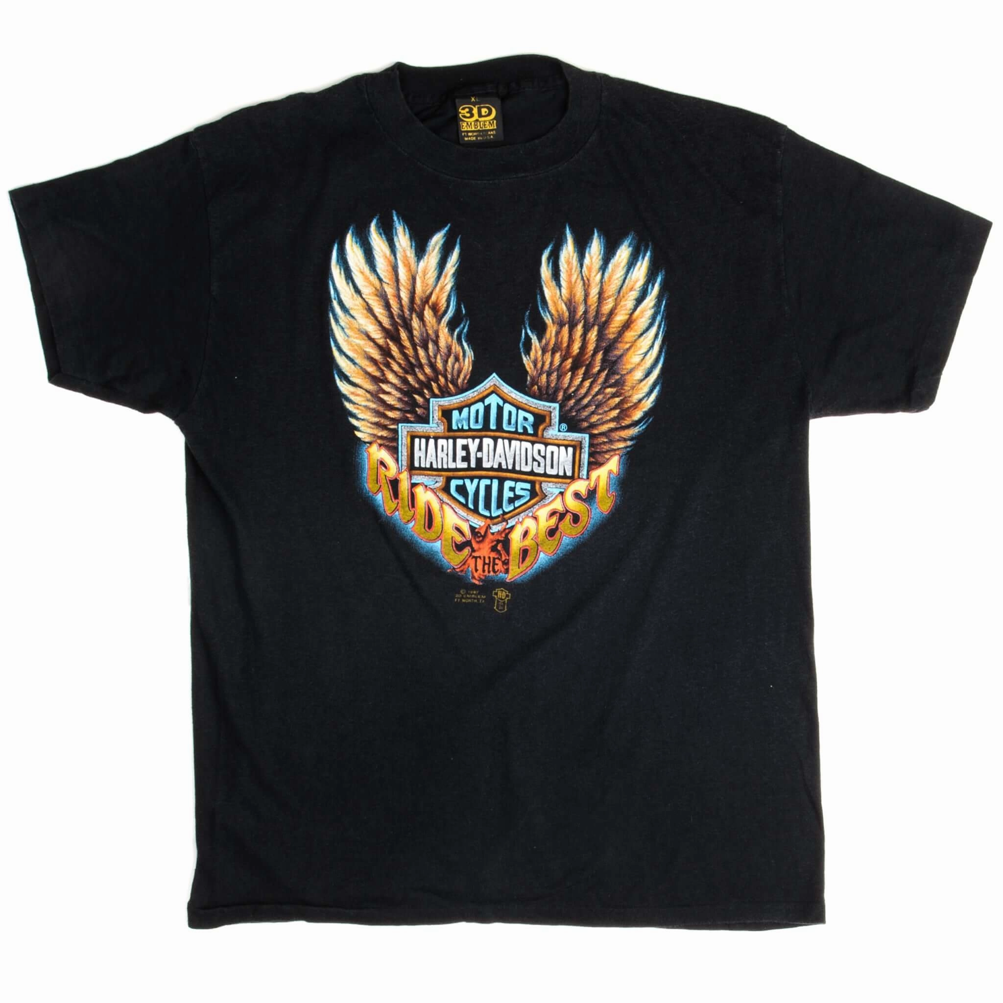 VINTAGE 3D EMBLEM HARLEY DAVIDSON TEE SHIRT 1987 SIZE MEDIUM MADE IN USA