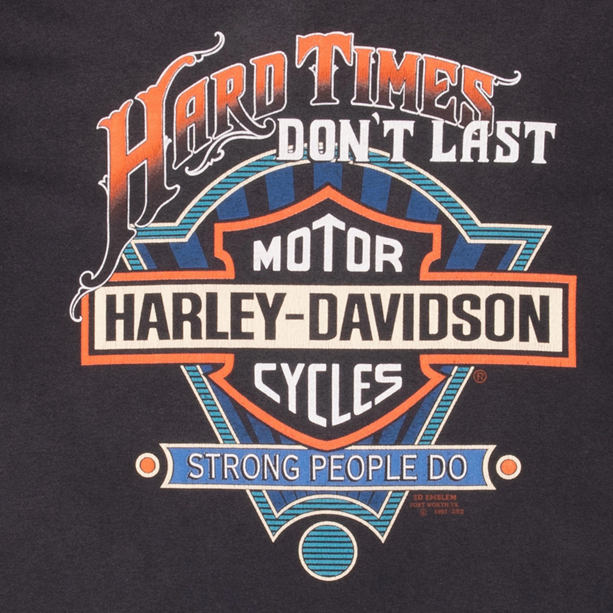 VINTAGE 3D EMBLEM HARLEY DAVIDSON TEE SHIRT 1991 LARGE MADE IN USA