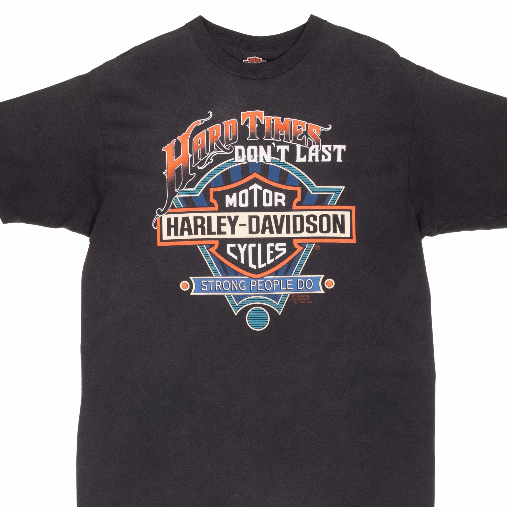 VINTAGE 3D EMBLEM HARLEY DAVIDSON TEE SHIRT 1991 LARGE MADE IN USA