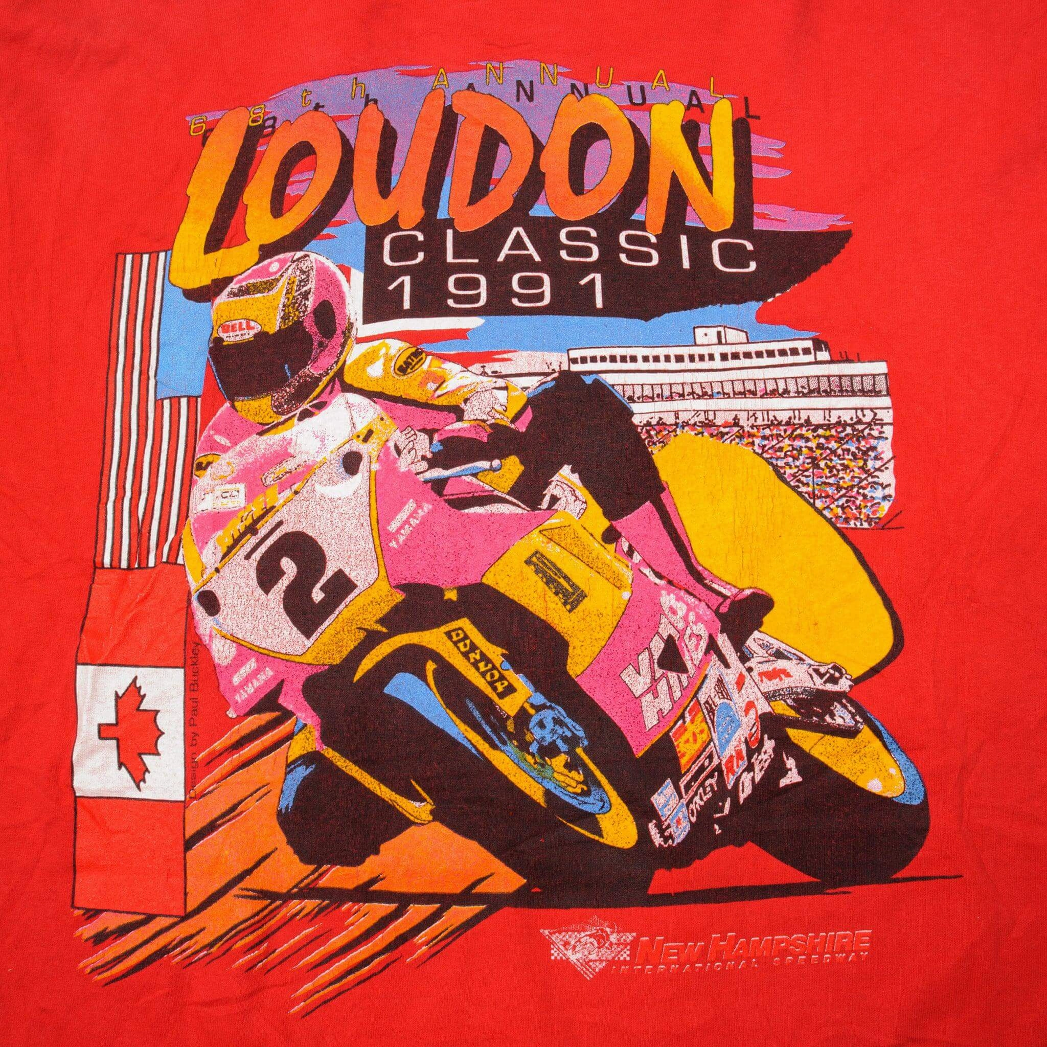 VINTAGE 68TH LOUDON CLASSIC MOTORCYCLE  RACING TEE SHIRT 1991 2XL MADE USA