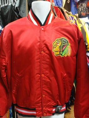 Vintage 80s CHICAGO BLACKHAWKS NHL Starter Nylon Jacket L