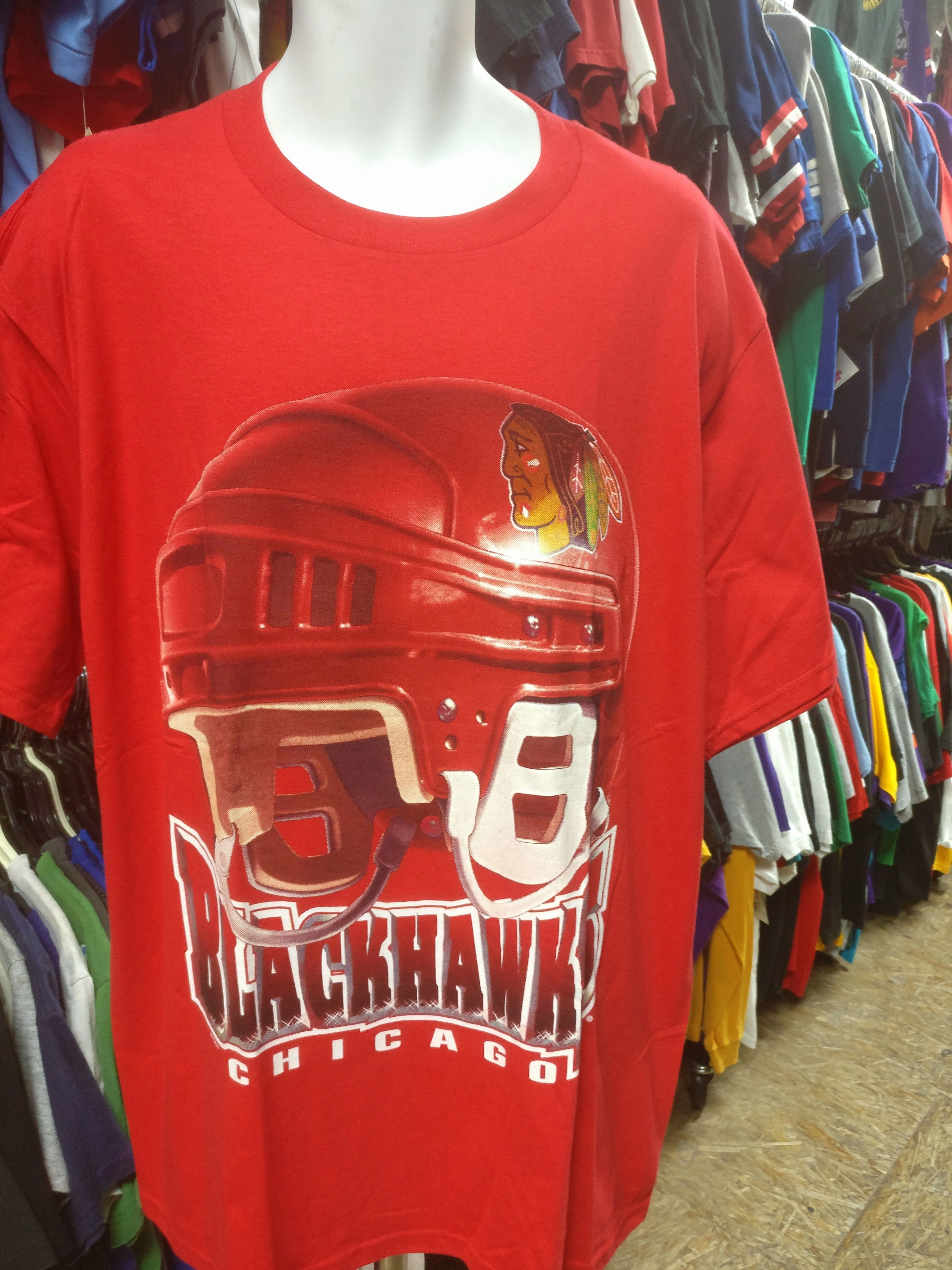 Vintage 90s CHICAGO BLACKHAWKS NHL T-Shirt XL (Deadstock)