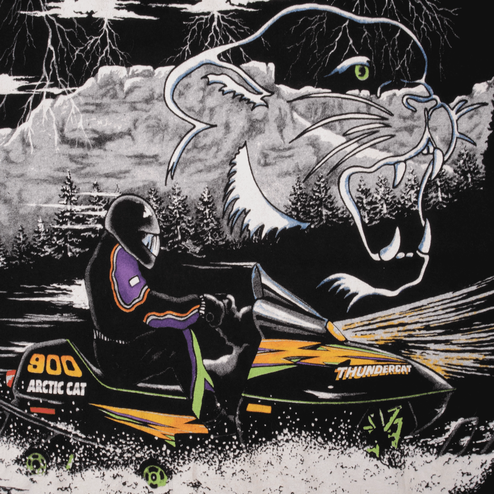 VINTAGE ALL OVER PRINT ARCTIC CAT SNOW MOBILE TEE SHIRT 1990S MEDIUM MADE USA