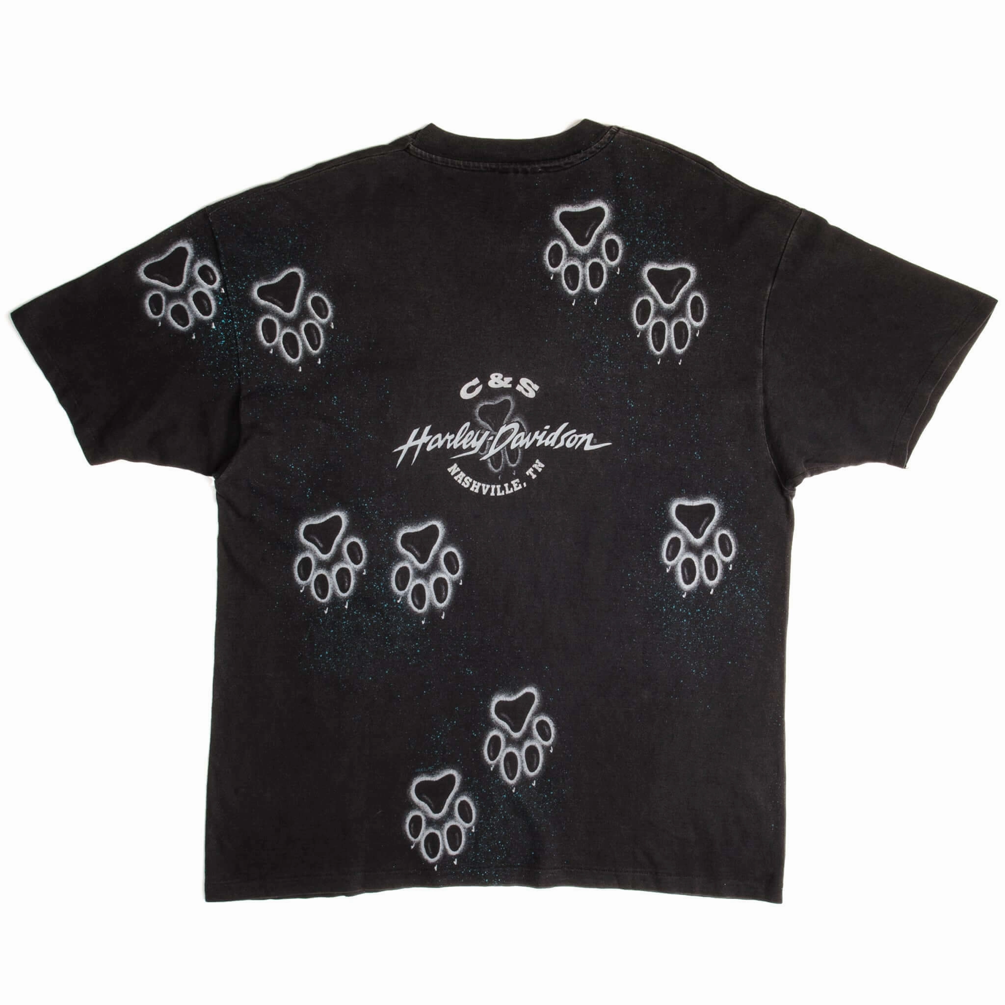 VINTAGE ALL OVER PRINT HARLEY DAVIDSON TEE SHIRT 1990s SIZE LARGE MADE IN USA