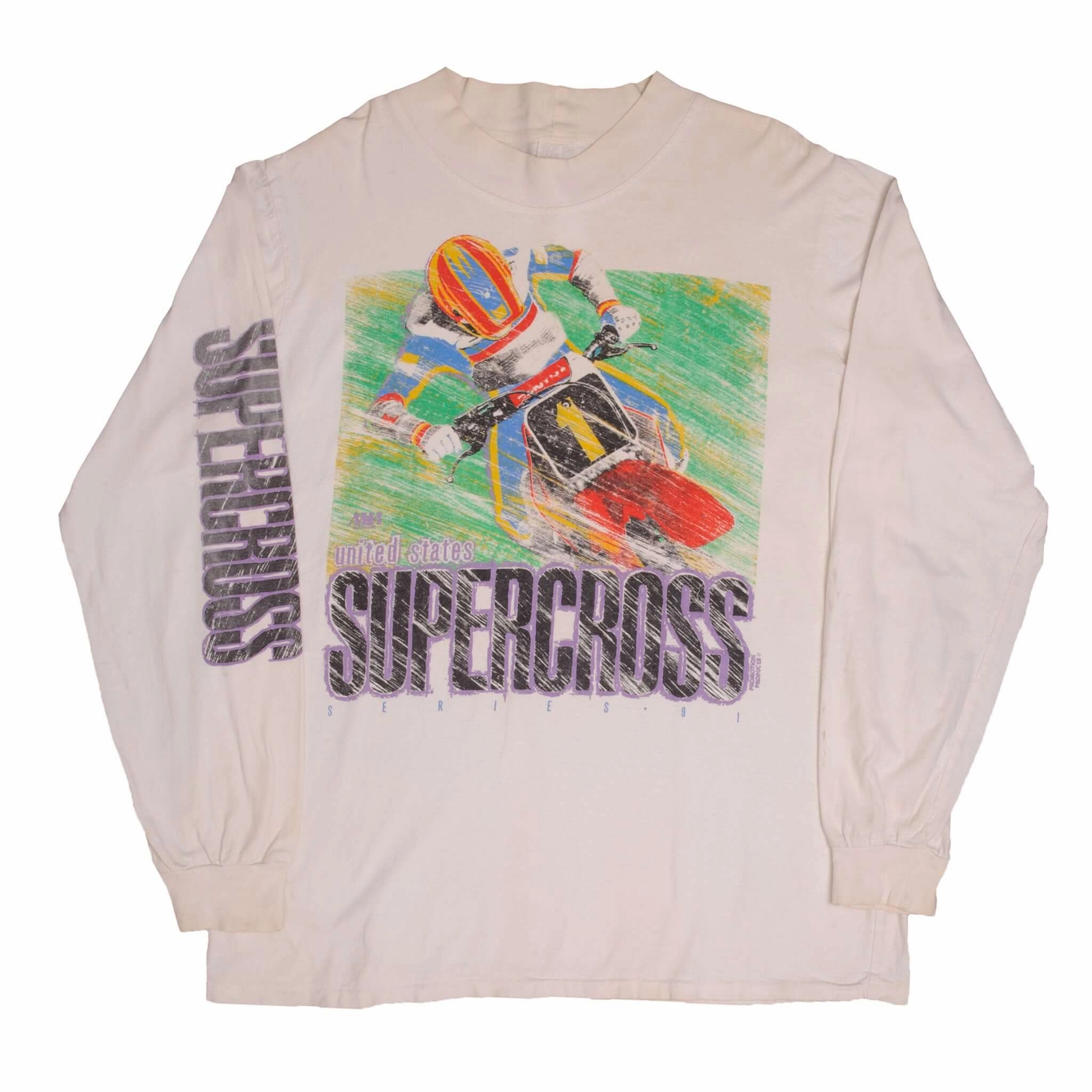 VINTAGE AMA MOTOCROSS USA SUPERCROSS 1991 LONG SLEEVE TEE SHIRT SIZE XL