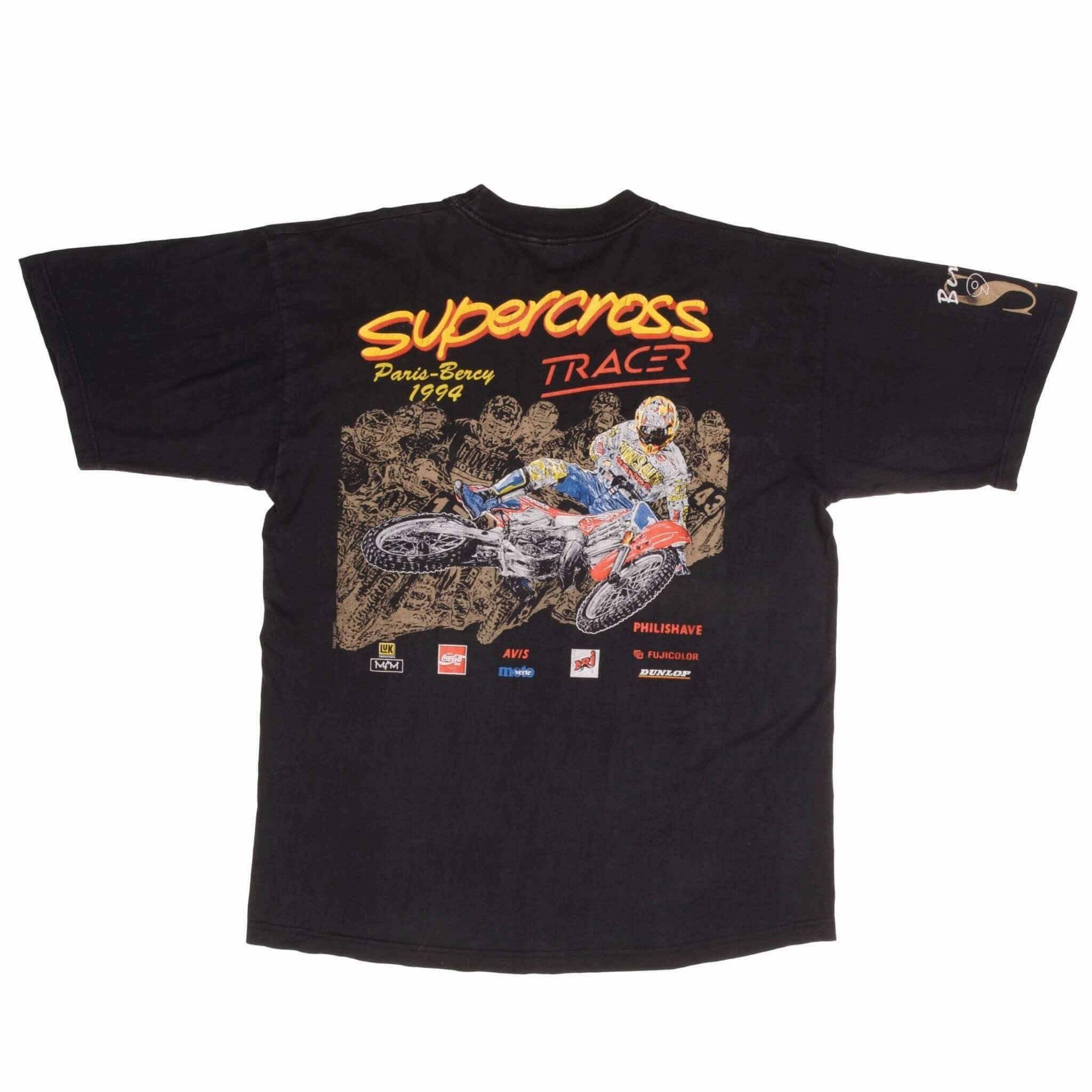 VINTAGE AMA MX MOTOCROSS SUPERCROSS TRACER PARIS BERCY TEE SHIRT 1994 XL