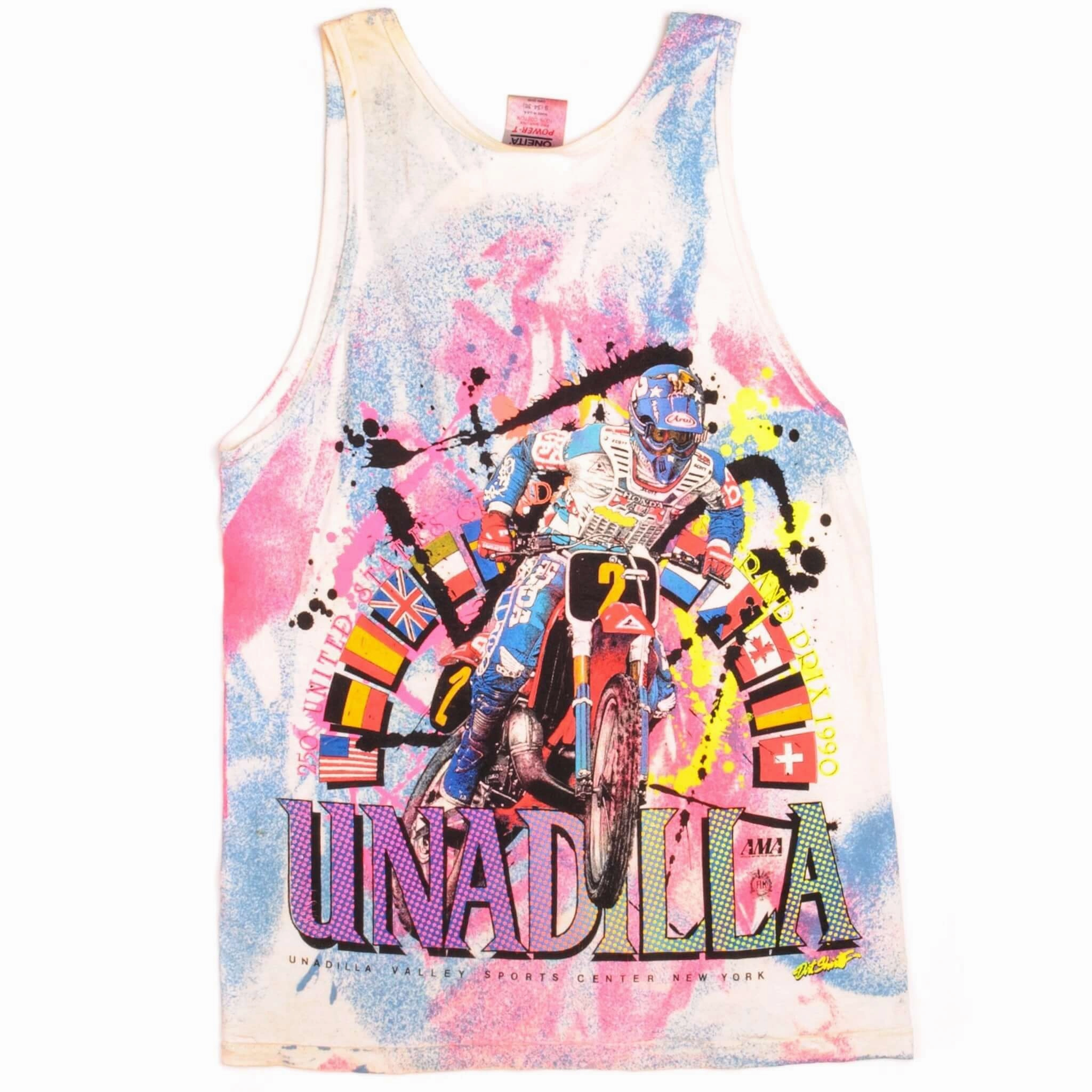 VINTAGE AMA UNADILLA GRAND PRIX TANK TOP TEE SHIRT 1990 SIZE SMALL MADE IN USA