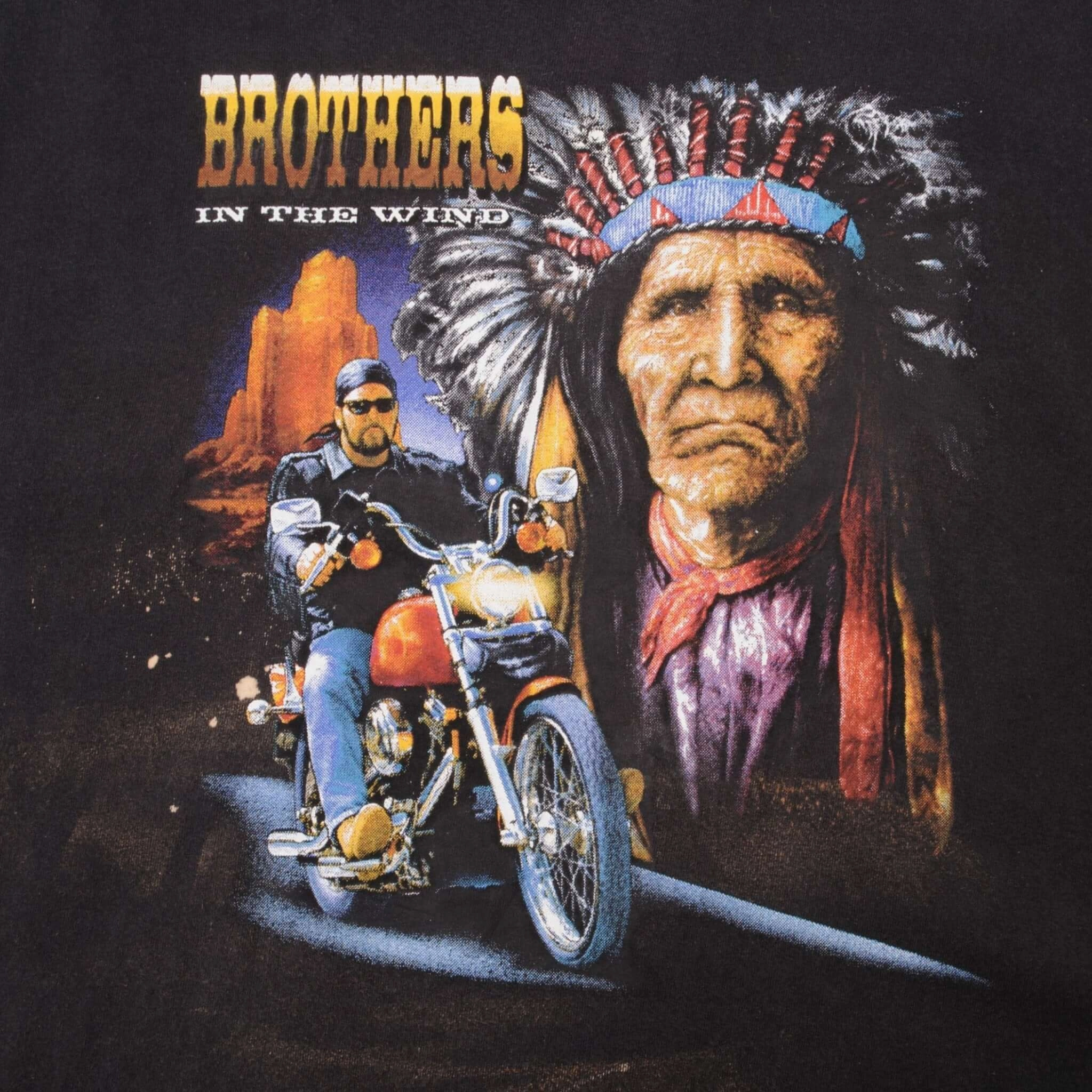 VINTAGE AMERICAN INDIAN BIKER TEE SHIRT 1990S SIZE 2XL