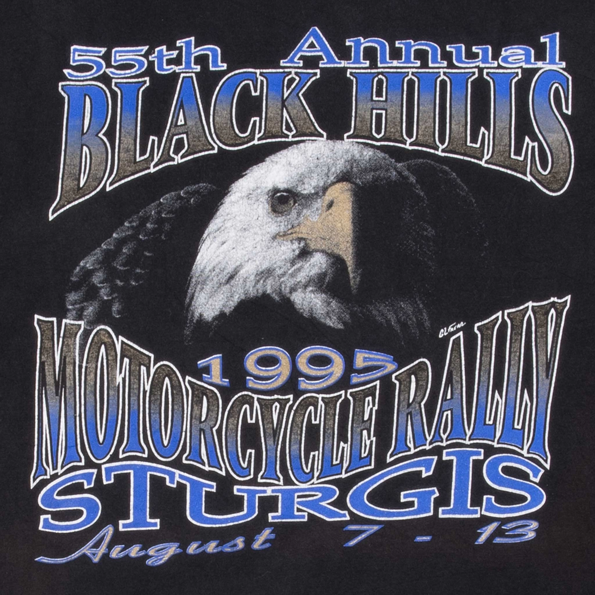 VINTAGE BIKER 55TH STURGIS BLACK HILLS RALLY TEE SHIRT 1995 2XL MADE IN USA