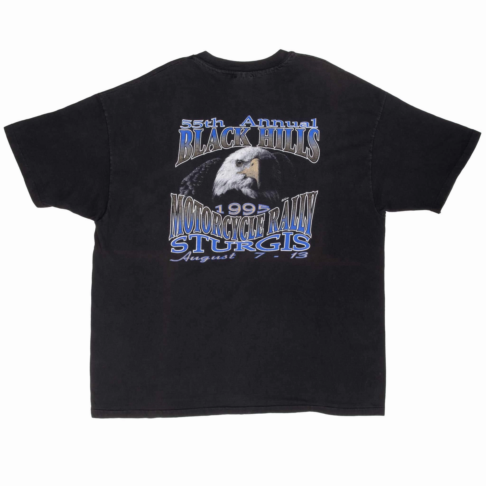 VINTAGE BIKER 55TH STURGIS BLACK HILLS RALLY TEE SHIRT 1995 2XL MADE IN USA