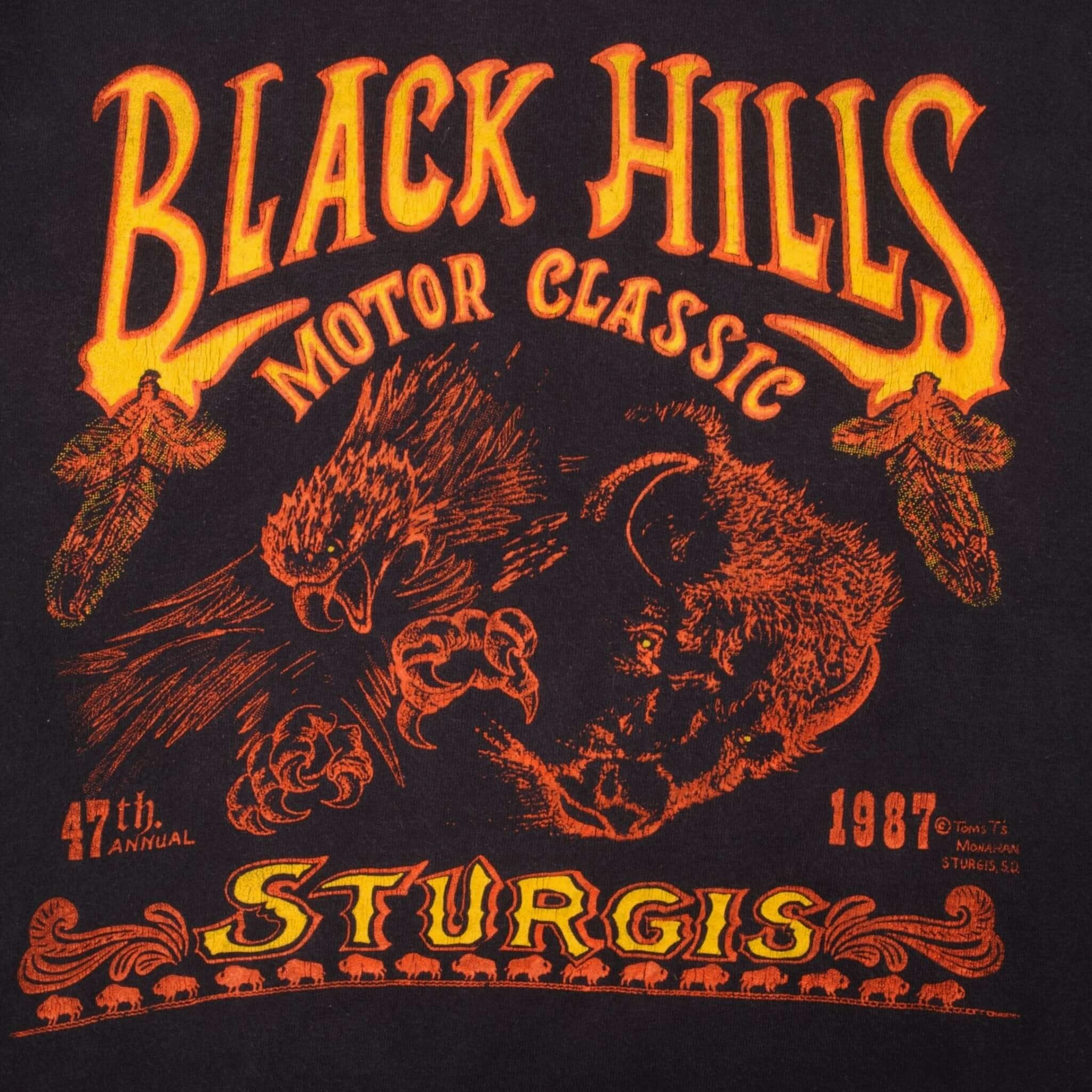 VINTAGE BIKER STURGIS BLACK HILLS RALLY TEE SHIRT 1987 SIZE MEDIUM MADE IN USA