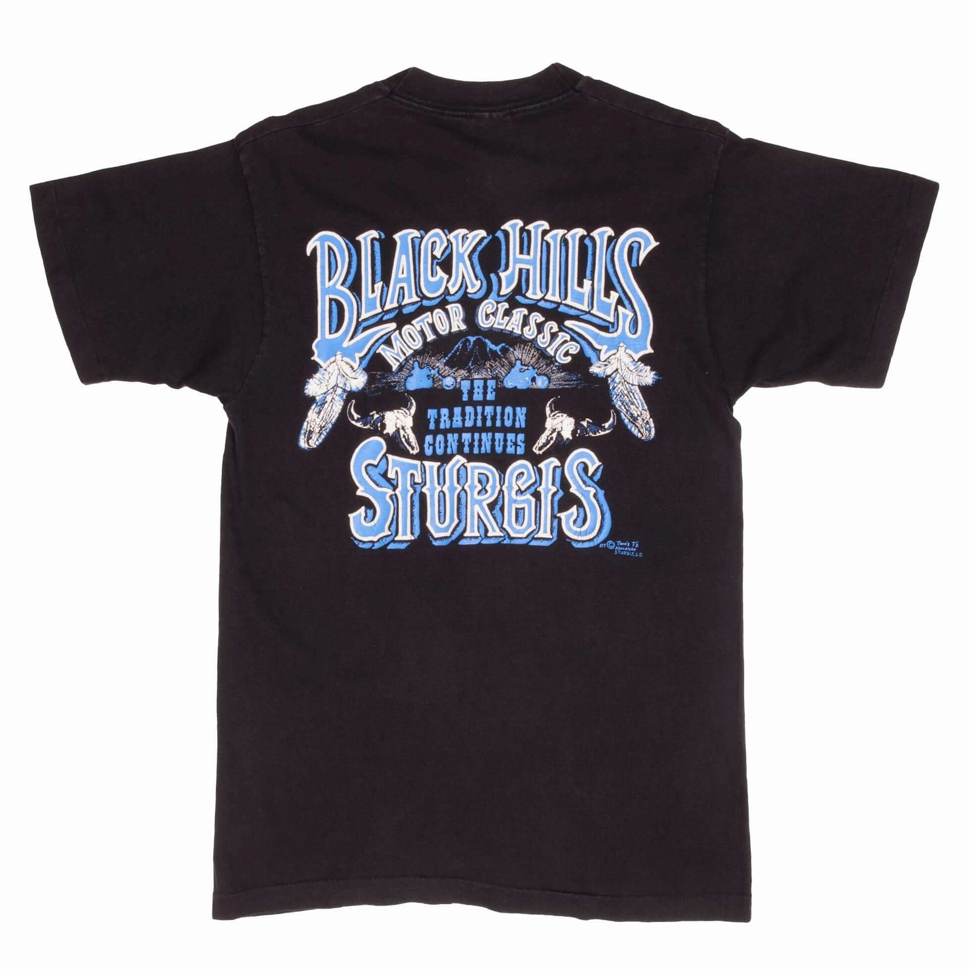 VINTAGE BIKER STURGIS BLACK HILLS RALLY TEE SHIRT 1987 SIZE MEDIUM MADE IN USA
