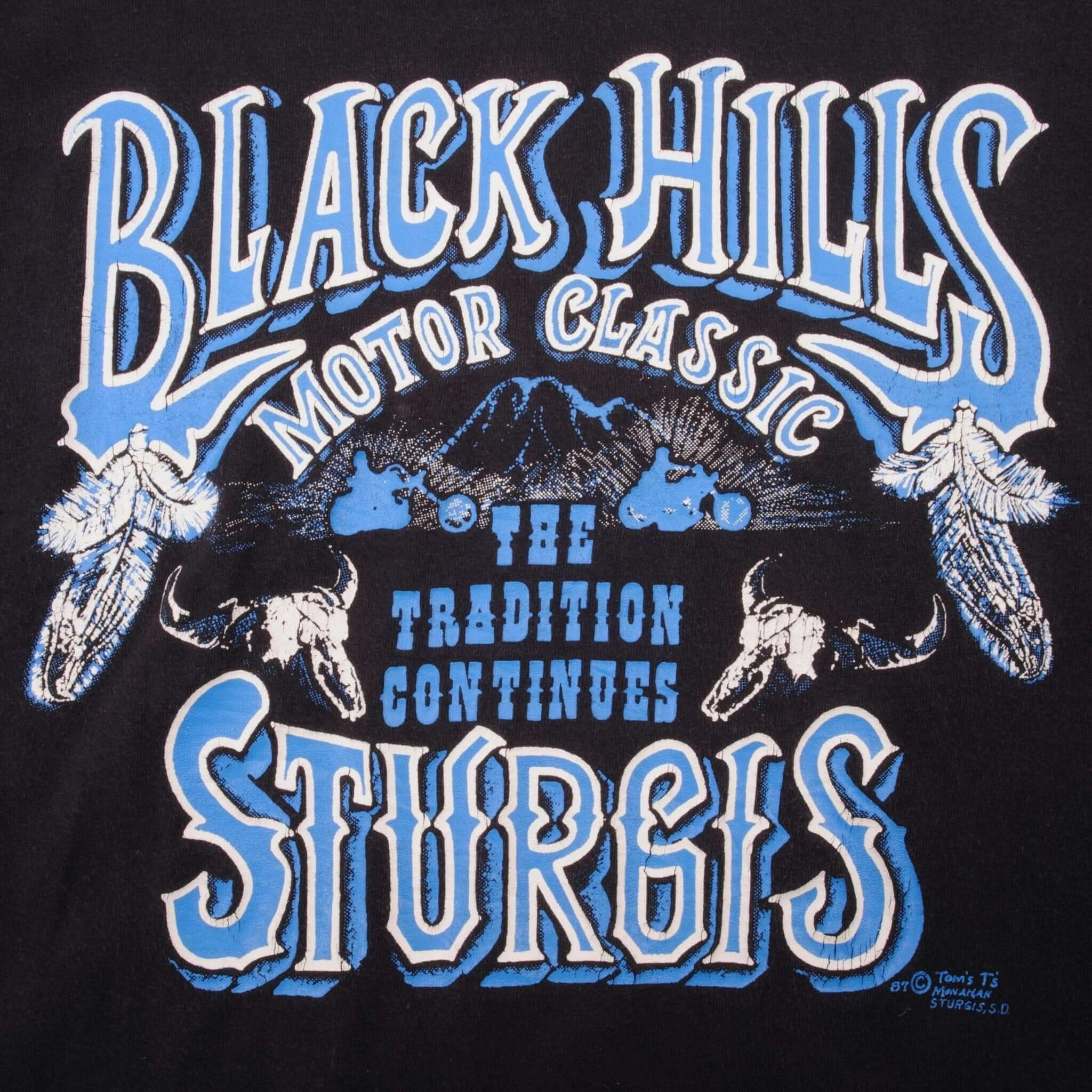 VINTAGE BIKER STURGIS BLACK HILLS RALLY TEE SHIRT 1987 SIZE MEDIUM MADE IN USA