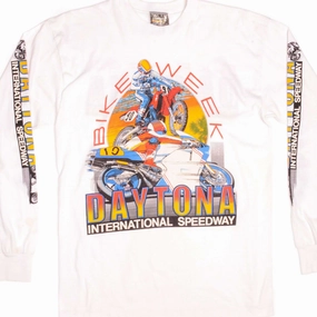 VINTAGE DAYTONA BIKE WEEK LONG SLEEVES TEE SHIRT 1990s SIZE MEDIUM MADE IN USA