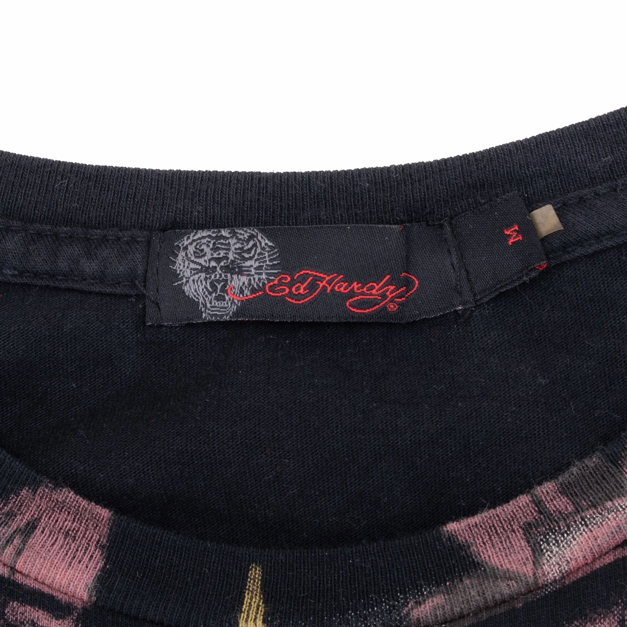 VINTAGE ED HARDY ALL OVER PRINT RHINESTONE TEE SHIRT 2000S MEDIUM