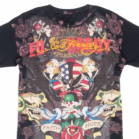 VINTAGE ED HARDY ALL OVER PRINT RHINESTONE TEE SHIRT 2000S MEDIUM