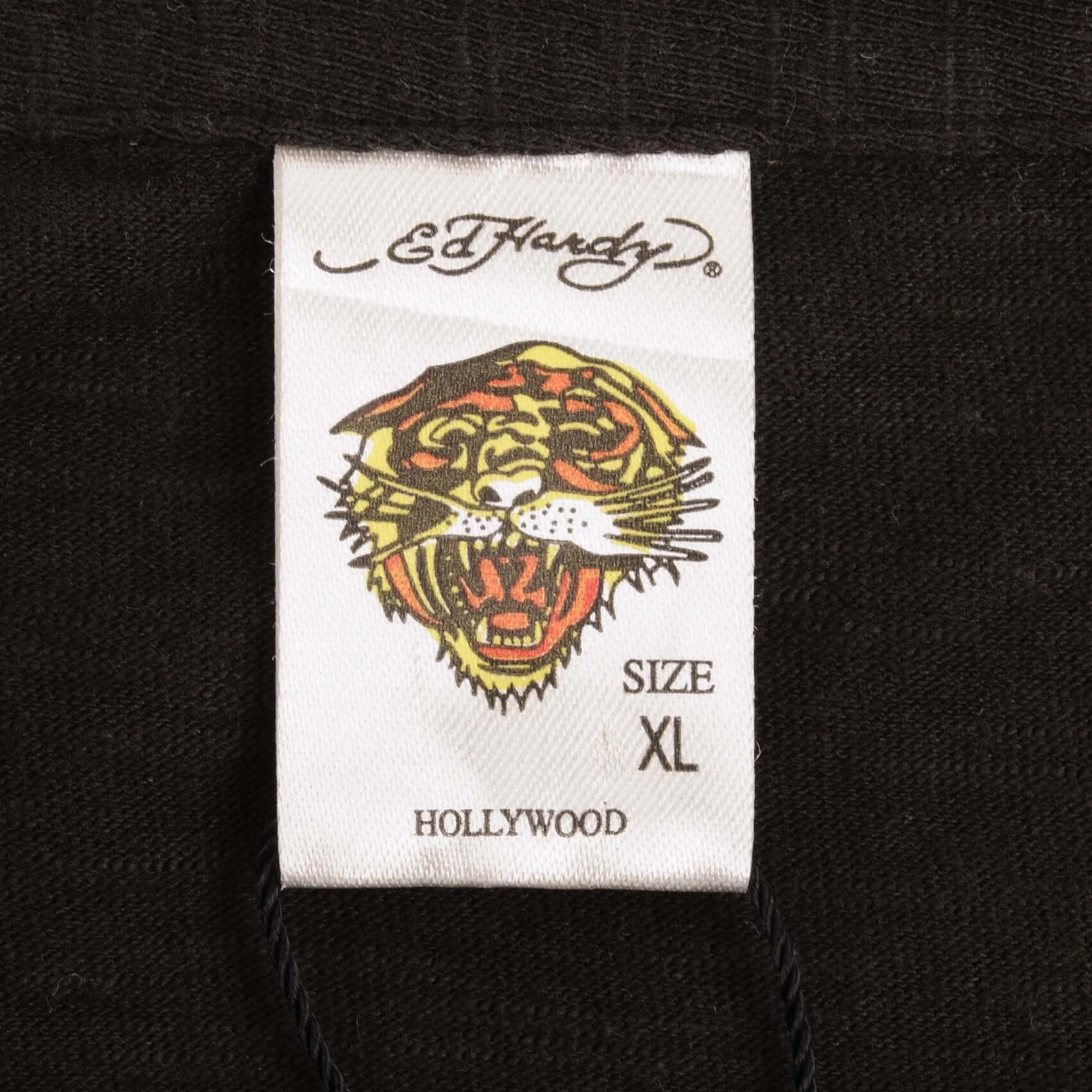 VINTAGE ED HARDY DRAGON EMBROIDERED POLO SHIRT 2000S SIZE XL DEADSTOCK