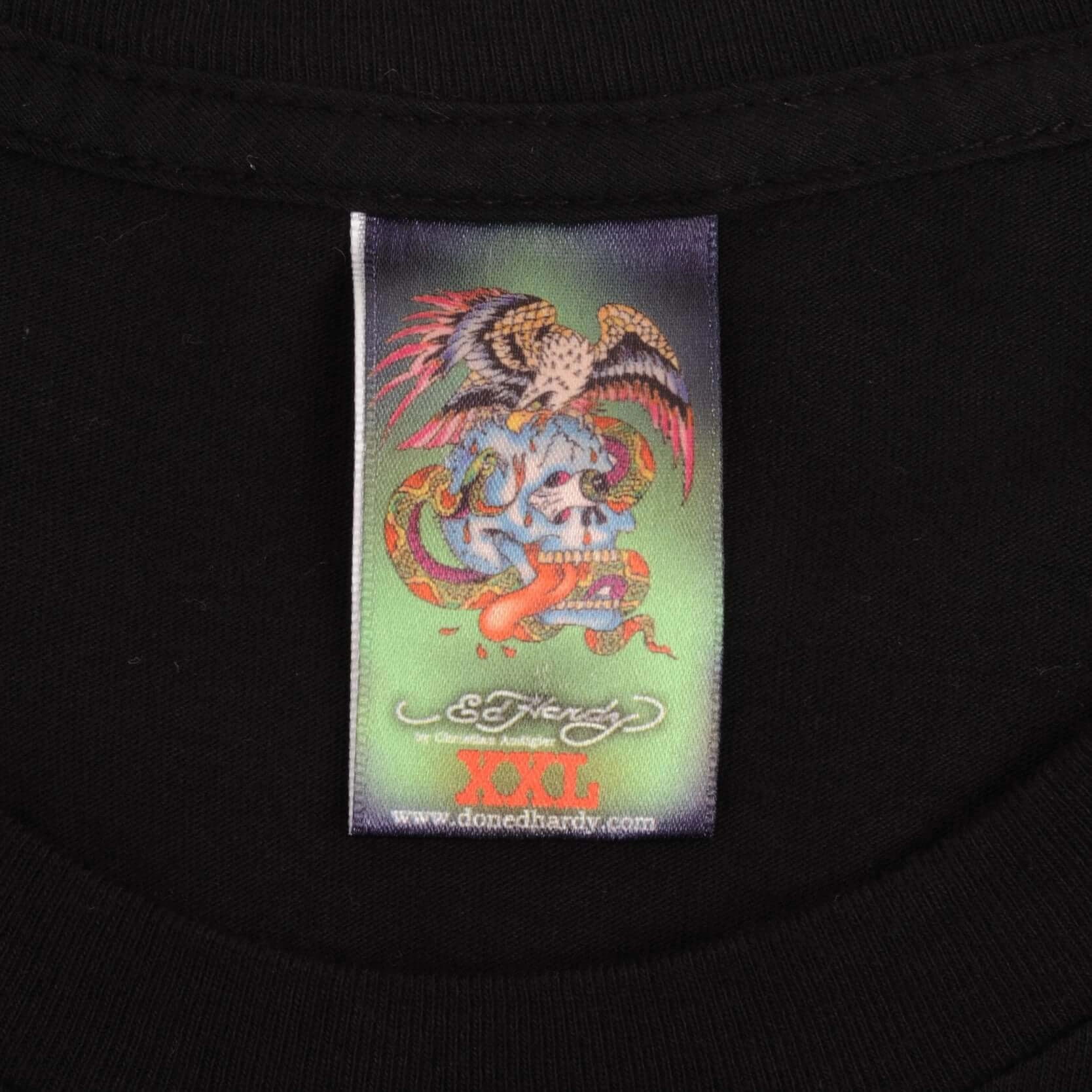 VINTAGE ED HARDY RHINESTONE SKULL TEE SHIRT 2000S SIZE 2XL MADE IN USA